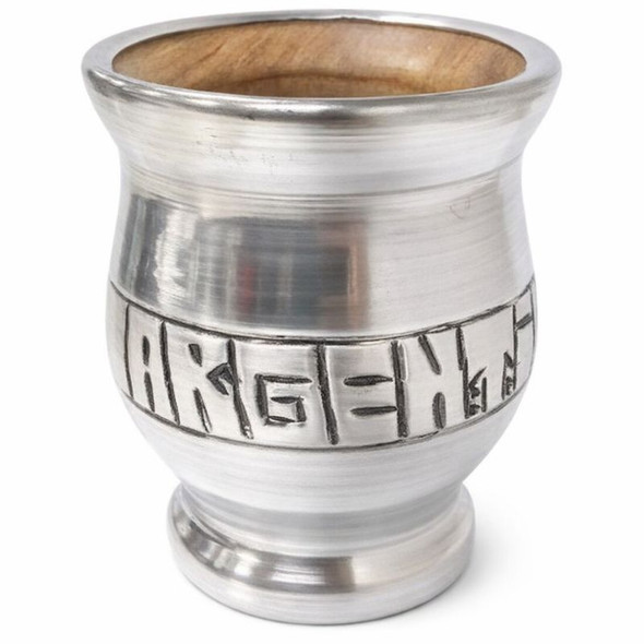 Algarrobo Carob Mate Gourd Solid Wood Wrapped Aluminum with "Argentina" Engraved Details