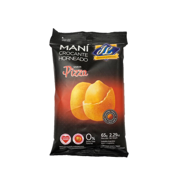 JL Maní Crocante Horneado Sabor Pizza Cracker Nuts Baked Crunchy Snack Pizza Flavor - Japanese Style, 65 g / 2.29 oz