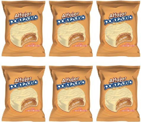 Portezuelo Alfajor Clásico Blanco White Chocolate Alfajor Filled with Dulce de Leche from Uruguay, 40 g / 1.41 oz ea (pack of 6)
