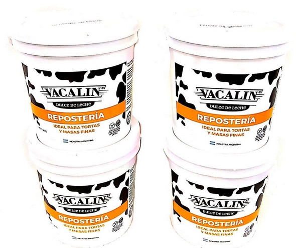Vacalin 4x4 Dulce de Leche Reposteria, Confectioner's Thicker Milk Confiture for Bakeries, Cakes and Pastry, 4 kg / 8.8 lb plastic bin (4 plastic bins)