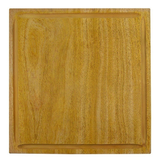 Plato Cuadrado de Madera Para Asado Wooden Plate for BBQ, 22 cm x 22 cm / 8.66" x 8.66"