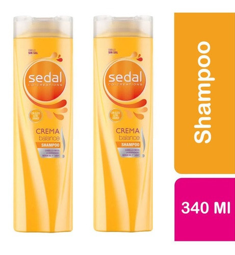 Sedal Shampoo For Dry Hair Crema Balance Para Cabello Seco Fast Hydration, 340 ml / 11.5 fl oz (pack of 2)
