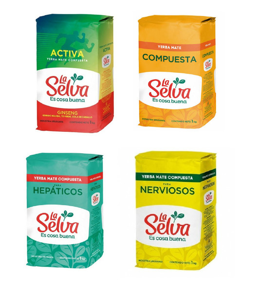 Selection Box Yerba Mate La Selva Uruguayan Yerba Mate, 1 kg / 2.2 lb ea (4 units)
