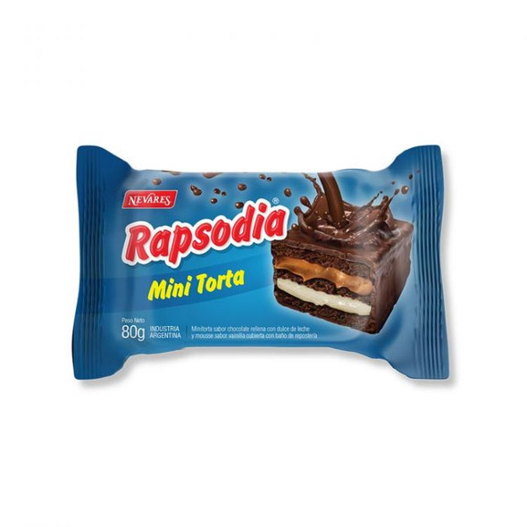 Rapsodia Mini Torta Milk Chocolate Mini Cake with Dulce de Leche & Vanilla Mousse Filling, 80 g / 2.82 oz (pack of 6)