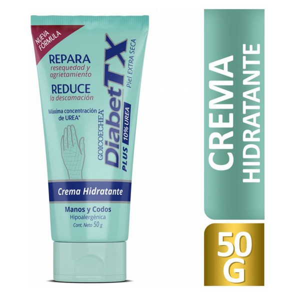 DiabetTX Crema Hidrante Manos & Codos Dry Skin Hands Cream Ideal For People with Diabetes Experto En El Cuidado De La Piel del Diabético, 50 g / 1.76 oz