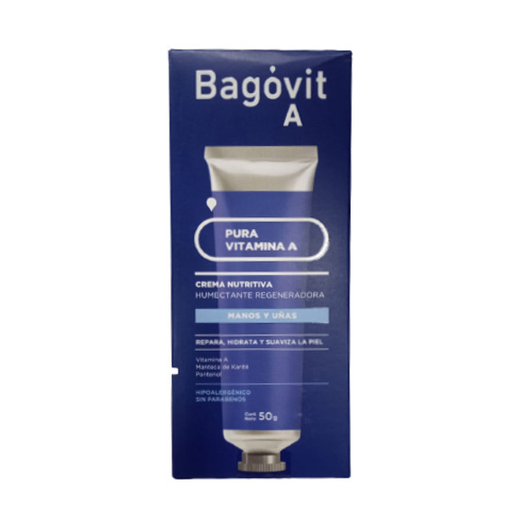 Bagóvit A Manos & Uñas Crema Hidratante Hipoalergénica Hypoallergenic & Nutritive Hands Cream - Natural Cell Regeneration Cream - Gluten Free, 50 g / 1.76 oz