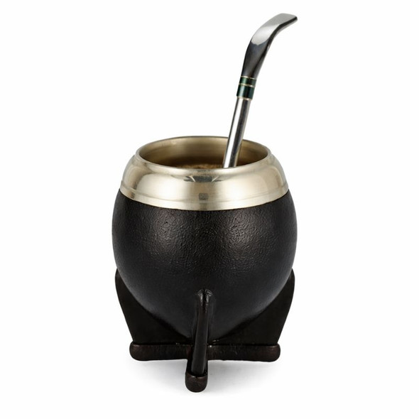 Combo Large Torpedo Mate Uruguayo Premium Leather Mate Gourd + Pico de Loro Alpaca Bombilla (Two Colors Available)