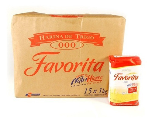 Favorita Coarser 000 Wheat Flour Harina with Vitamins Excellent for Cooking and Baking Wholesale Bulk Box, 1 kg / 2.2 lb (15 count per box)