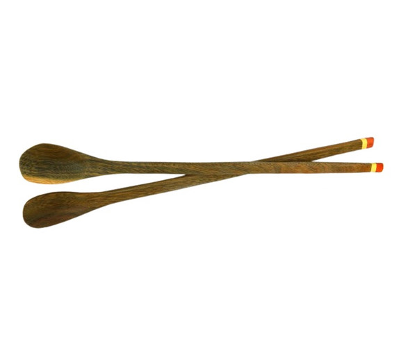 Cucharín Recto Wichi Long-Handle Spoon Hand Carved Wooden Mixing Stirring, 27 cm / 10.6" (pack of 2)