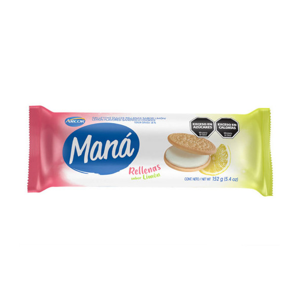 Maná Rellenas Limón Thin Sweet Cookies Lemon Filling Flavor, 152 g / 5.4 oz (pack of 3)