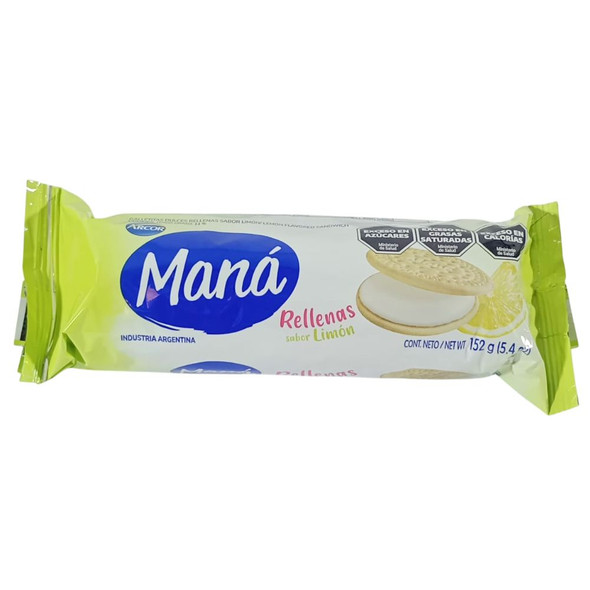 Maná Rellenas Limón Thin Sweet Cookies Lemon Filling Flavor, 152 g / 5.4 oz (pack of 3)
