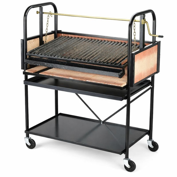 Valiparri Parrilla Rodante Cuatro Ruedas Con Sistema Levantamiento Movable BBQ Outdoor Grill with Refractory Bricks Backyard Cooking - Nº 9