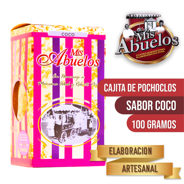 Pochoclos Mis Abuelos Perez Adad Pochoclos Dulces Sabor Coco Coconut Flavored Classic Popcorn, 100 g / 3.5 oz box (Pororó - Palomitas - PopCorn)