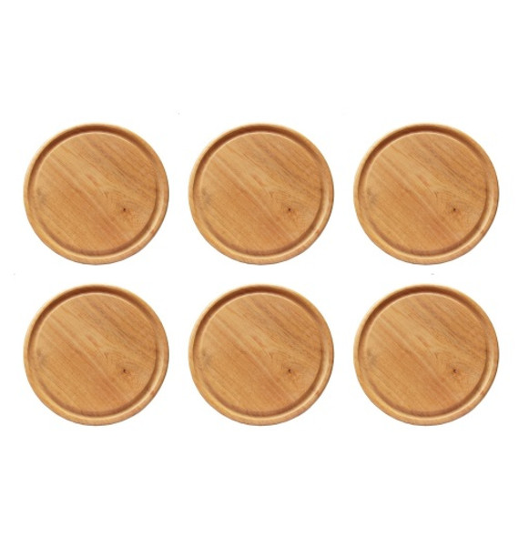 Plato de Madera Wooden Plate for BBQ, 24 cm / 9.44" diameter (pack of 6)