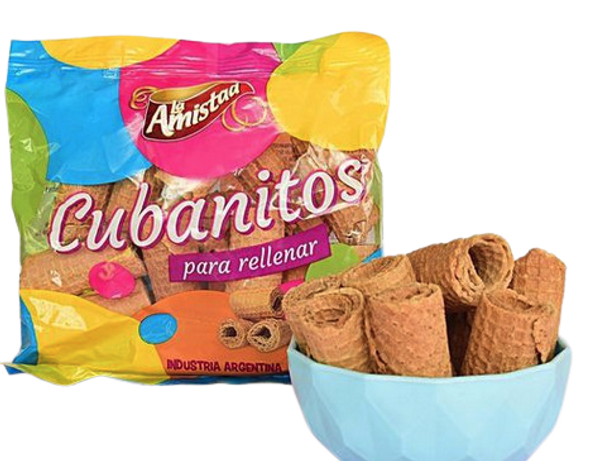 La Amistad Barquillos Cubanitos Cortos Obleas Para Rellenar Classic Barquillos Wafer Cookies Ideal with Dulce de Leche Filling, 150 g / 5.3 oz bag