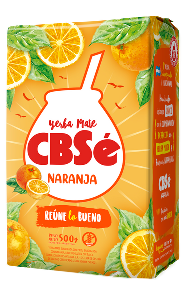 CBSé Yerba Mate Naranja Orange Wholesale Bulk Pack, 500 g / 1.1 lb (pack of 12)