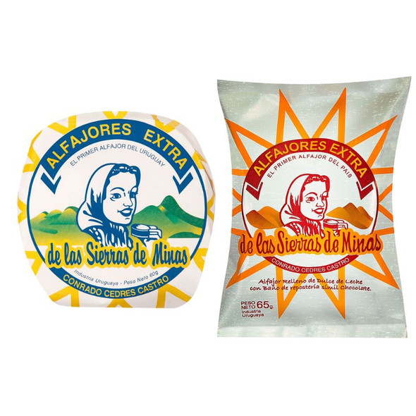 Sierras De Minas Alfajor de Chocolate y Merengue Mixed Milk Chocolate & Italian Meringue Merengue Alfajores Filled with Dulce de Leche - Alfajores From Uruguay, 60 g / 2.12 oz, 12 alfajores per box (pack of 2 boxes)