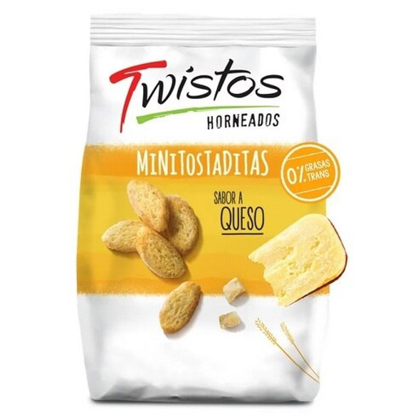 Twistos Horneados Sabor Queso Mini Baked Toasts Cheese Flavor, 40 g / 1.41 oz (pack of 3)