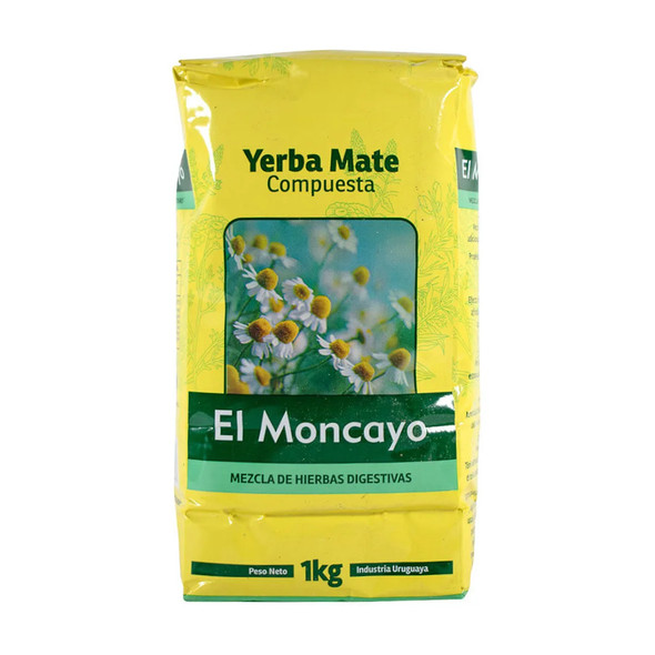 El Moncayo Yerba Mate Compuesta Moncayito with Carqueja, Mint, Lemon Verbena & Chamomile Herbs - Genuine from Uruguay, 1 kg / 2.2 lb bag (pack of 8)