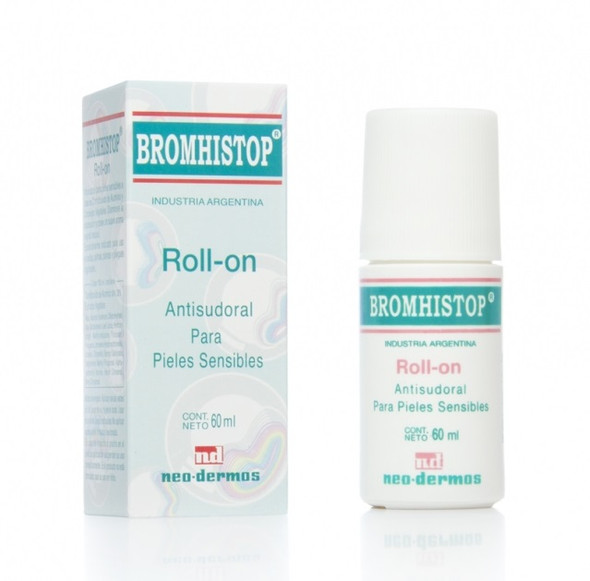 Bromhistop Antisudoral Anti-Sweat Roll-On with Plant Extract for Sensitive Skin Reduces Sweating, 60 ml / 2 fl oz 