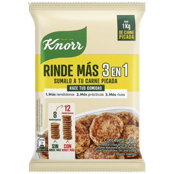 Knorr Rinde Más  Enlarge Your Favourite Recipes Soy Protein Powder with Spices, 140 g / 5 oz pouch for 2 lb of meat