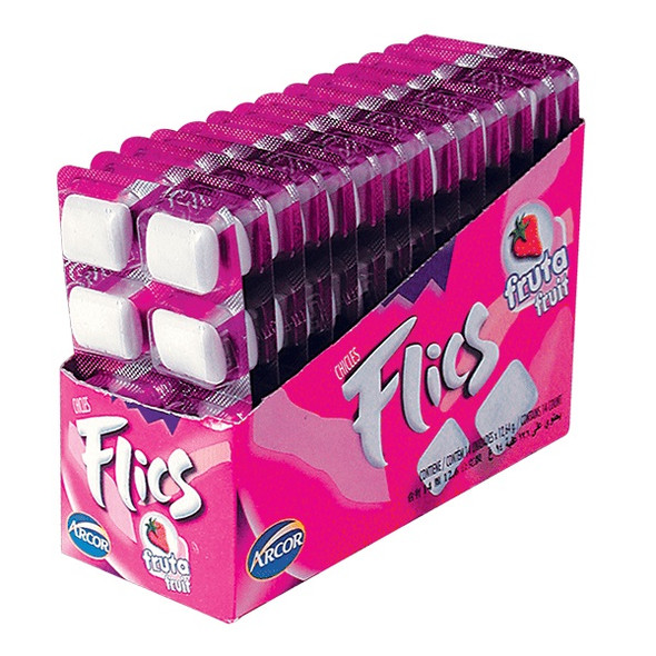 Flics Chicles Confitados Blister Tutti-Frutti Candied Chewing Gum Cubes, 176 g / 6.2 (box of 14 x 8-piece stick)