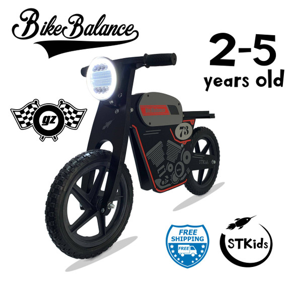BikeBalance GZ Bike Edition with led light and angel eye led!! - Original Wooden First Running Balance Bike for Kids Bicicleta de Inicio Para Niños (2 to 5 Year Old)