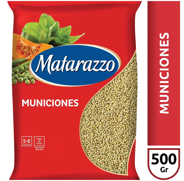 Matarazzo Municiones Tiny Pasta for Soup Fideos Soperos, 500 g / 1.1 lb ea for 5 servings (pack of 3)