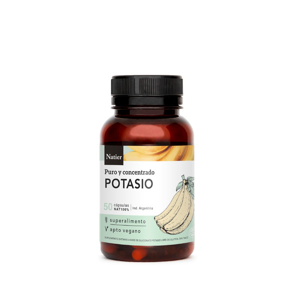 Natier Potasio Concentrado Vegan Dietary Supplement Potassium Support Cruelty Free, 0.87 g per unit (50 count)