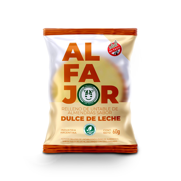 Felices Las Vacas Alfajores de Maicena Vegan Alfajor with Almond Dulce de Leche Caramel & Shredded Coconut, 60 g / 2.12 oz ea (box of 12 alfajores)