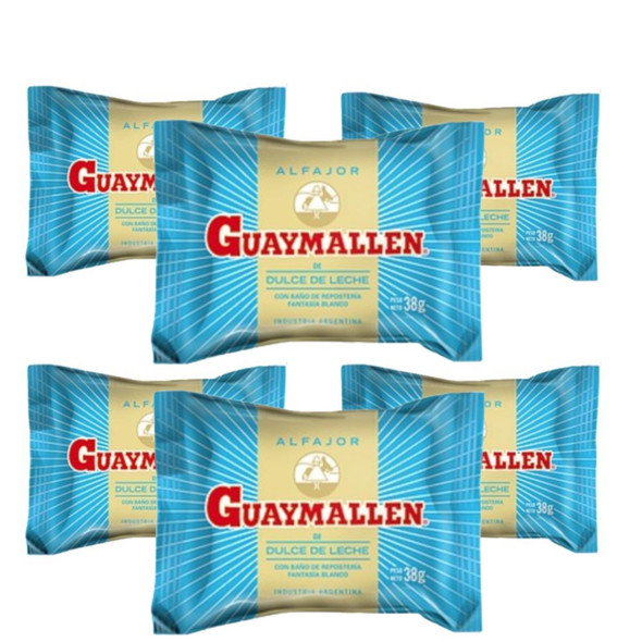 Guaymallen Alfajor White Chocolate with Dulce de Leche, 38 g / 1.3 oz (pack of 6)