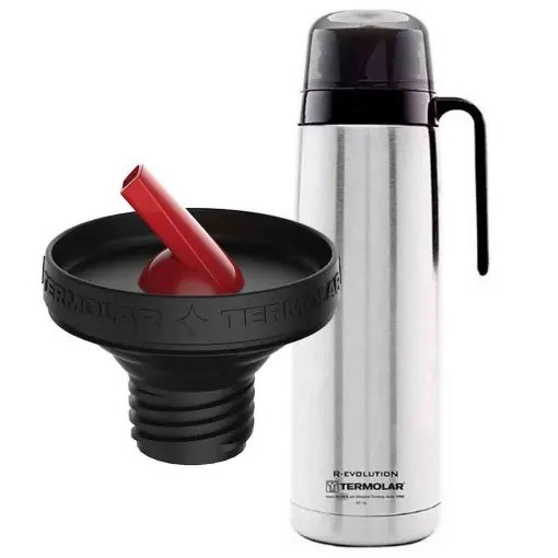 R-Evolution Termo Cebador 100% Acero Inoxidable con Pico Cebador Unbreakable Stainless Steel Thermos Vacuum Bottle with Pouring Beak for Mate from Uruguay, 1 l / 33.8 fl oz
