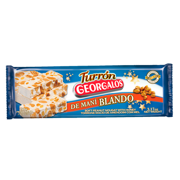 Georgalos Turrón Blando de Maní Soft Peanut Nougat, 90 g / 3.17 oz