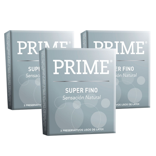 Prime Super Fino Preservativos Super Thin Latex Condoms, 3 boxes with 3 condoms ea (9 count)