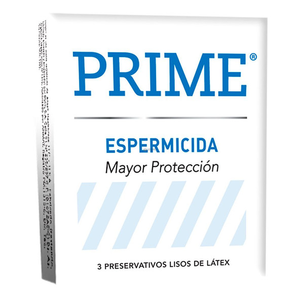 Prime Espermicida Preservativos Spermicidal Latex Condoms Extra Protection, 3 boxes with 3 condoms ea (9 count)