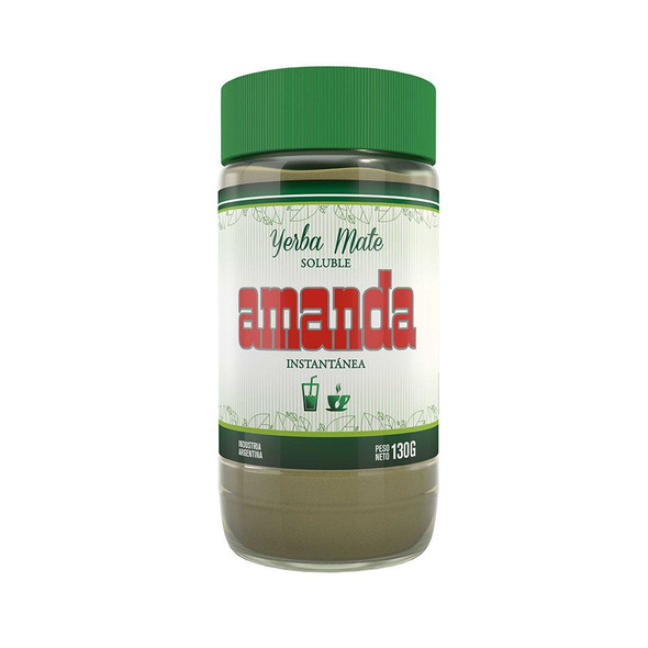 Amanda Yerba Mate Soluble Instant Yerba Mate Powder for Hot or Cold Drink with Yerba Mate Flavor, 130 g / 4.6 oz jar