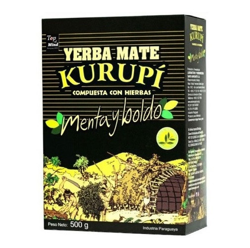 Kurupí Yerba Mate Menta y Boldo Yerba Mate with Herbs Boldo & Mint, 500 g / 1.1 lb