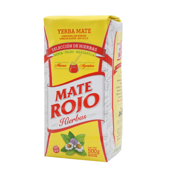 Mate Rojo Selección de Hierbas Yerba Mate with Mint, Pennyroyal & Chamomile from Misiones, Argentina, 500 g / 1.1 lb