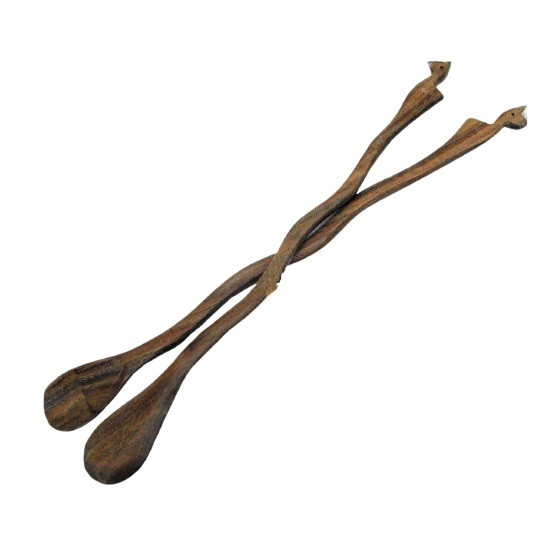 Cucharín Curvado Wichi Long-Handle Spoon Hand Carved Wooden Mixing Stirring, 27 cm / 10.6" (pack of 2)