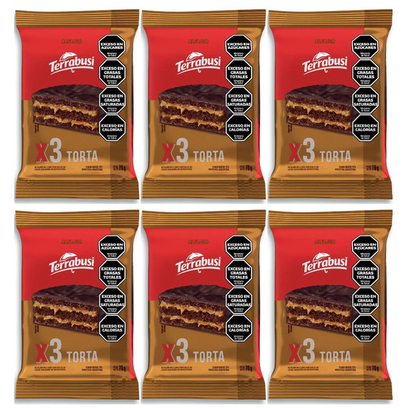 Terrabusi Alfajor Torta Minicake Triple with Dulce de Leche, 70 g / 2.5 oz (pack of 6)