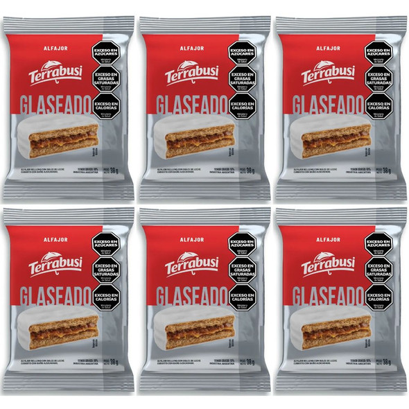 Terrabusi Alfajores Sugar Frosting Filled with Dulce de Leche, Glaseado Relleno con Dulce de Leche, 38 g / 1.34 oz (pack of 6)