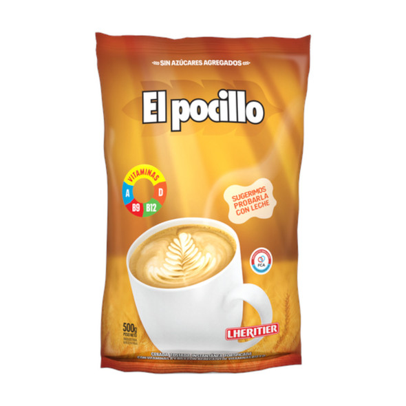 El Pocillo Cebada Ready to Make Powder Malt Drink Caffeine-Free, with Vitamins A, B, D, and Zinc, 500 g / 1.1 lb bag