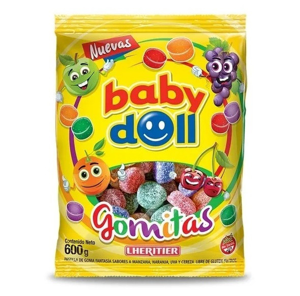 Baby Doll Gomitas Jelly Buttons Candy Gummies Assorted Flavors Apple, Orange, Grape & Cherry, 600 g / 21.16 oz