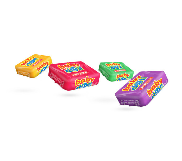 Baby Doll Caramelos Masticables Assorted Flavors Soft Candies Grape, Apple, Orange & Cherry - Gluten Free, 500 g / 21.16 oz