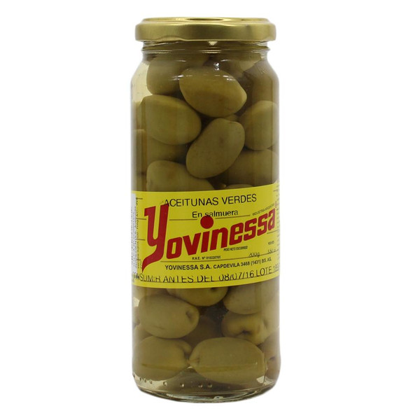 Yovinessa Frasco Aceitunas Verdes En Salmuera Con Carozo Whole Green Olives, 330 g / 31.7 oz pouch