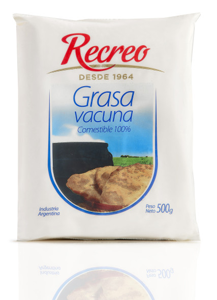 Recreo Grasa Vacuna Para Cocinar Refined Bovine Fat Perfect For Make Torta Frita & Bizcochitos Ideal For Pastry, 500 g / 1.1 lb bag