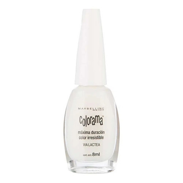 Maybelline Colorama Vía Láctea Esmalte Nail Polish Milky White Ideal for French Manicure "Francesita" White Sheer Coverage, 8 ml / 0.3 fl oz