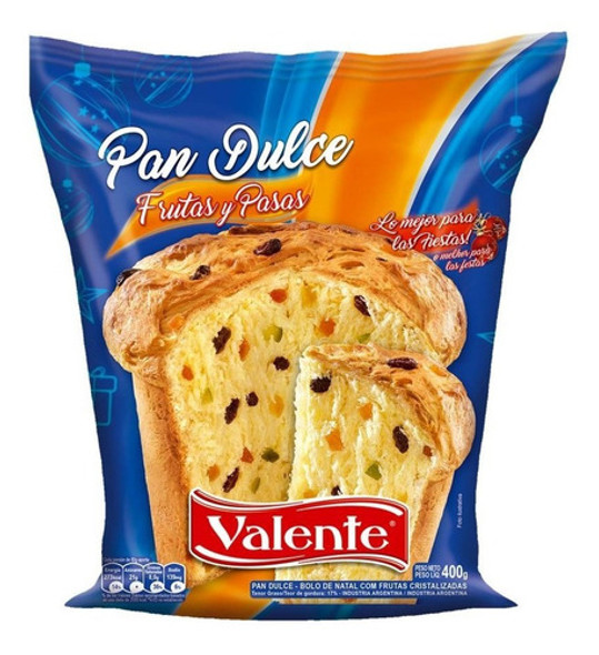 Valente Pan Dulce Con Frutas Panettone with Fruits Christmas Cake, 400 g / 