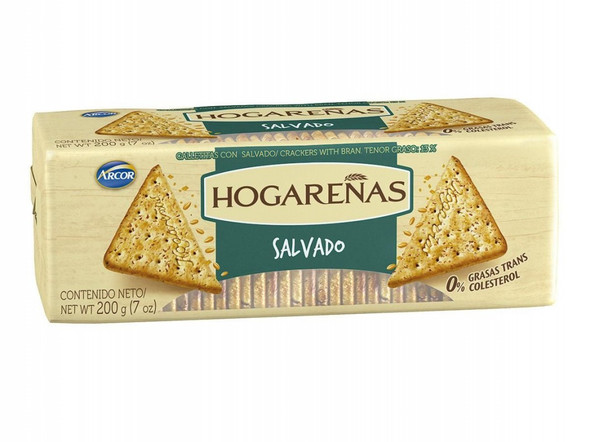 Hogareñas Salvado Wholegrain Crackers with Bran Seeds 200 g / 7.05 oz (pack of 3)