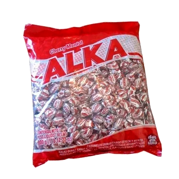 Alka Caramelos Cherry Mentol, Alka Hard Candy Cherry Mint Flavor, 800 g / 28.22 oz